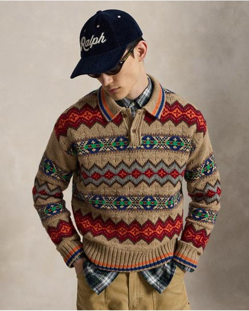 Polo Ralph Lauren Brown Fair Isle Wool-Blend Polo-Collar Jumper for men