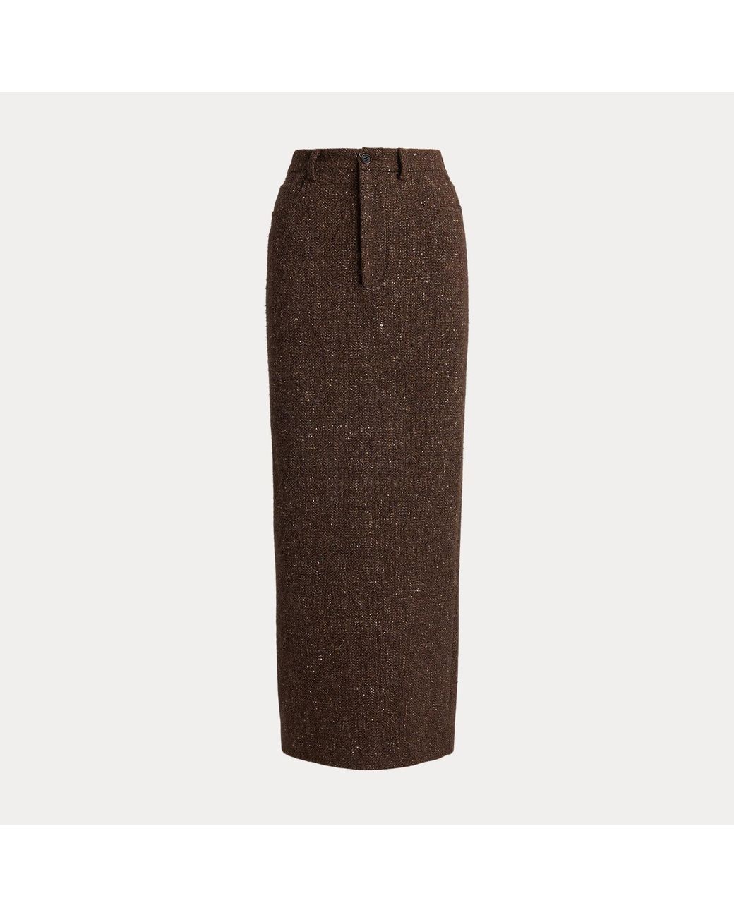 Ralph Lauren Black Fontaine Wool-Blend Donegal Tweed Skirt