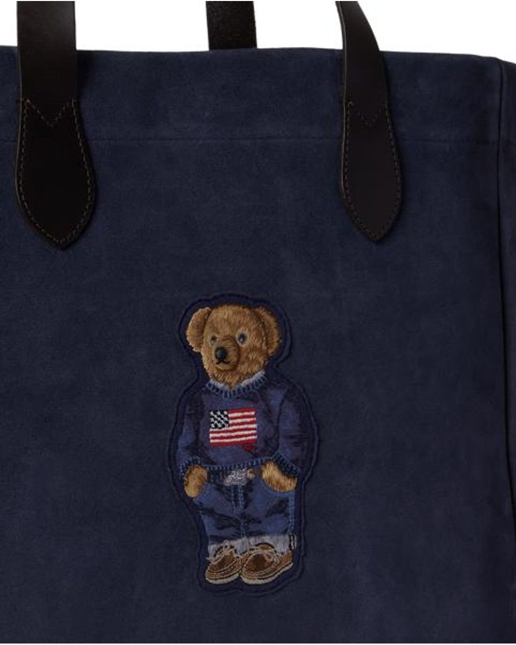 Polo Ralph Lauren Blue Polo Bear Roughout Suede Tote for men