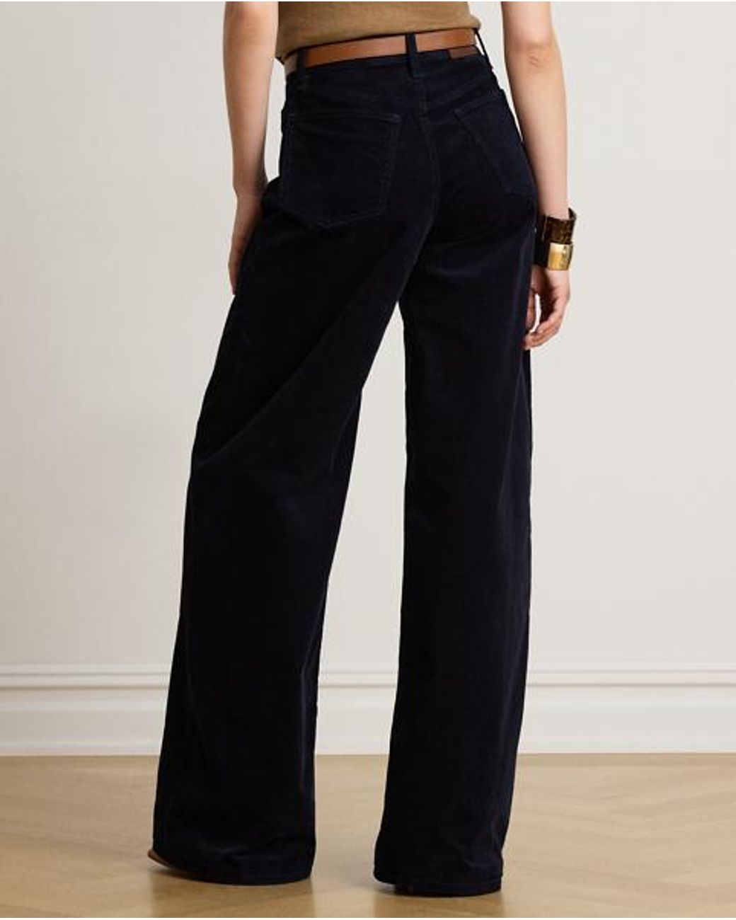 Ralph Lauren Black Corduroy High-Rise Super Wide-Leg Pant