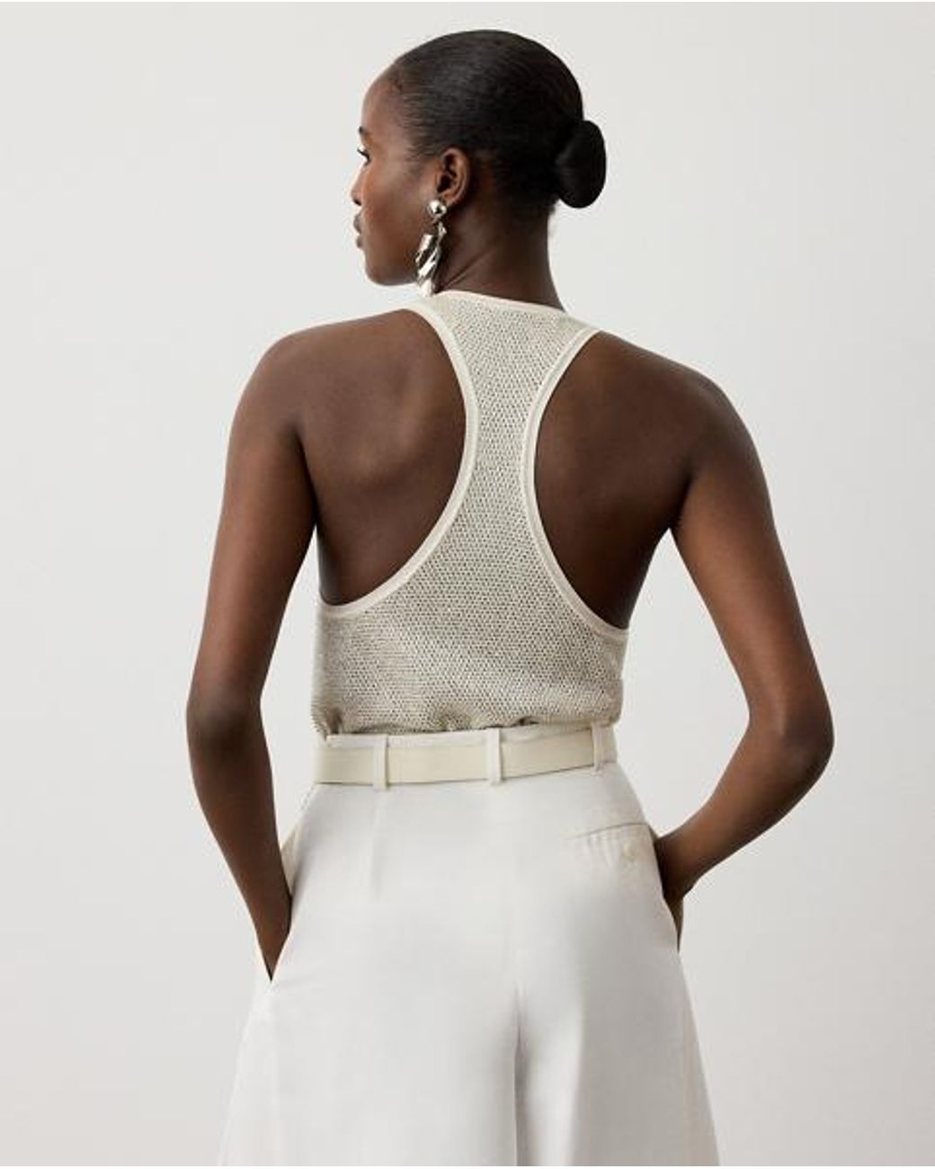 Ralph Lauren Natural Embellished Racerback Jumper Tank Top