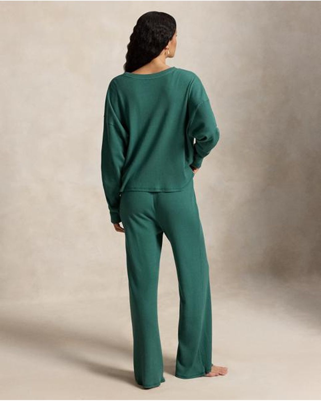 Polo Ralph Lauren Green Waffle-Knit Long-Sleeve Pyjama Set