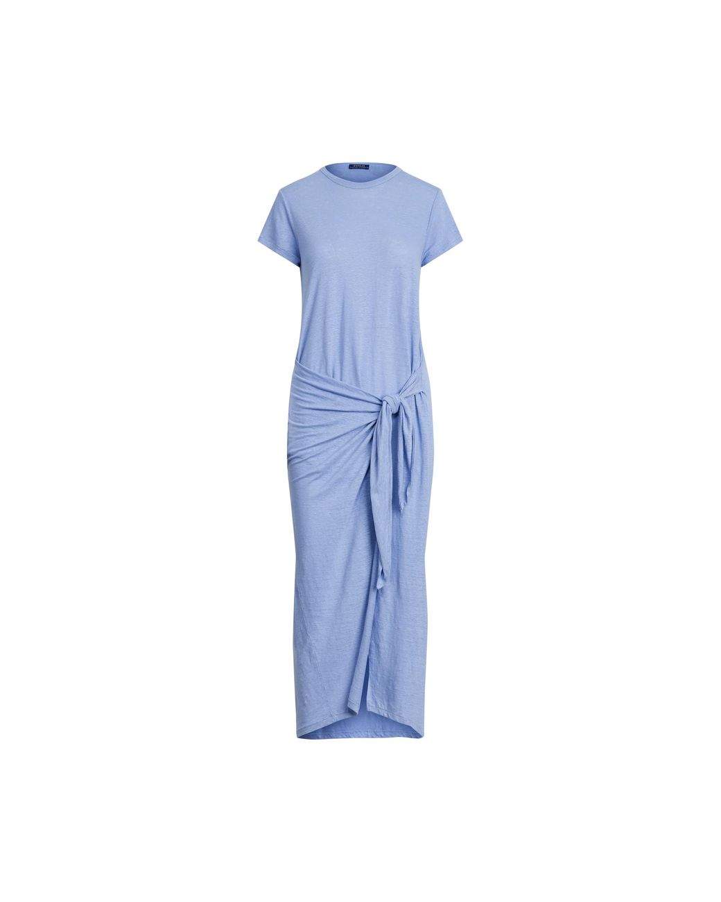 Polo Ralph Lauren Linen Tee Wrap Dress in Blue | Lyst