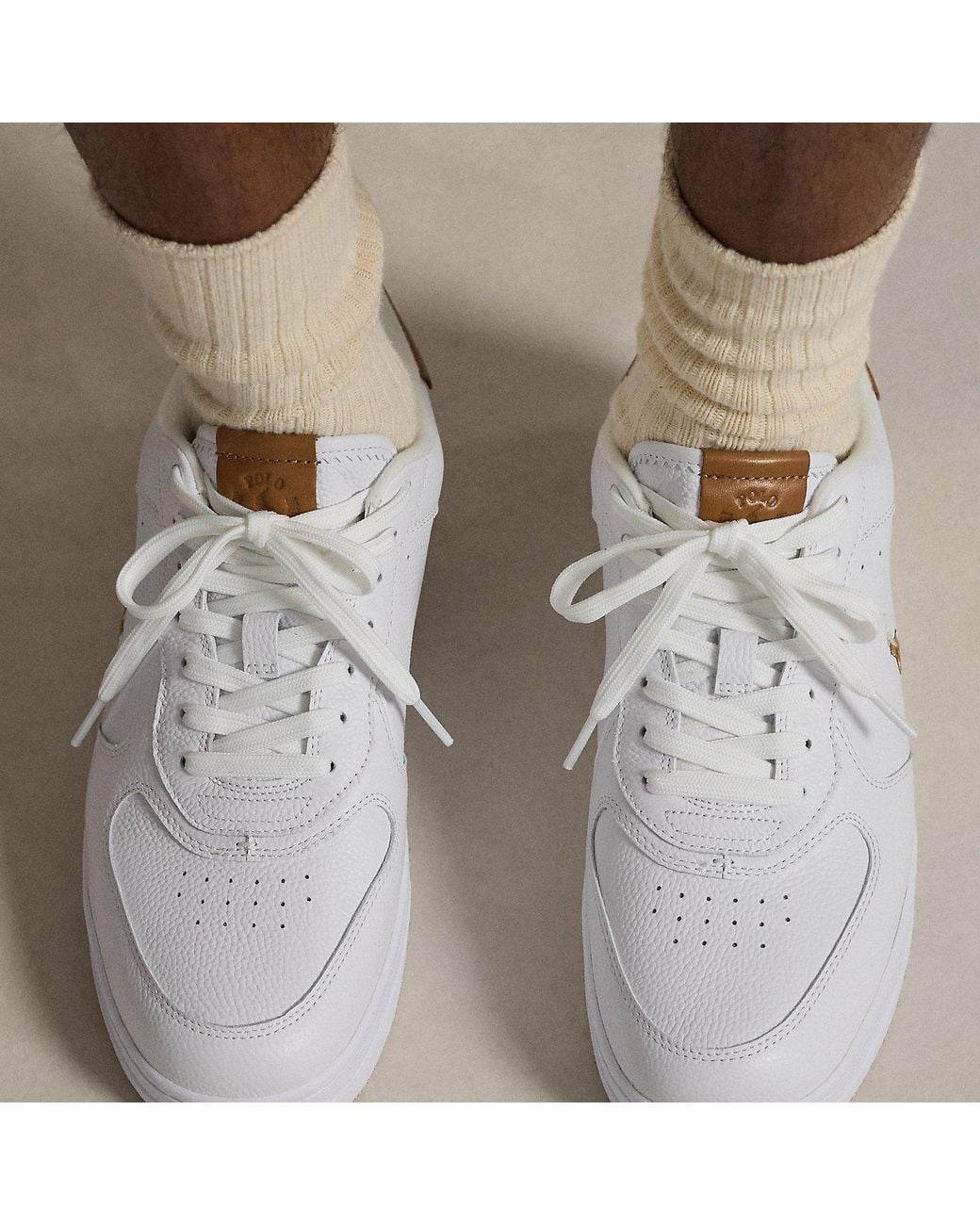 Polo Ralph Lauren White Masters Court Leather Trainer for men