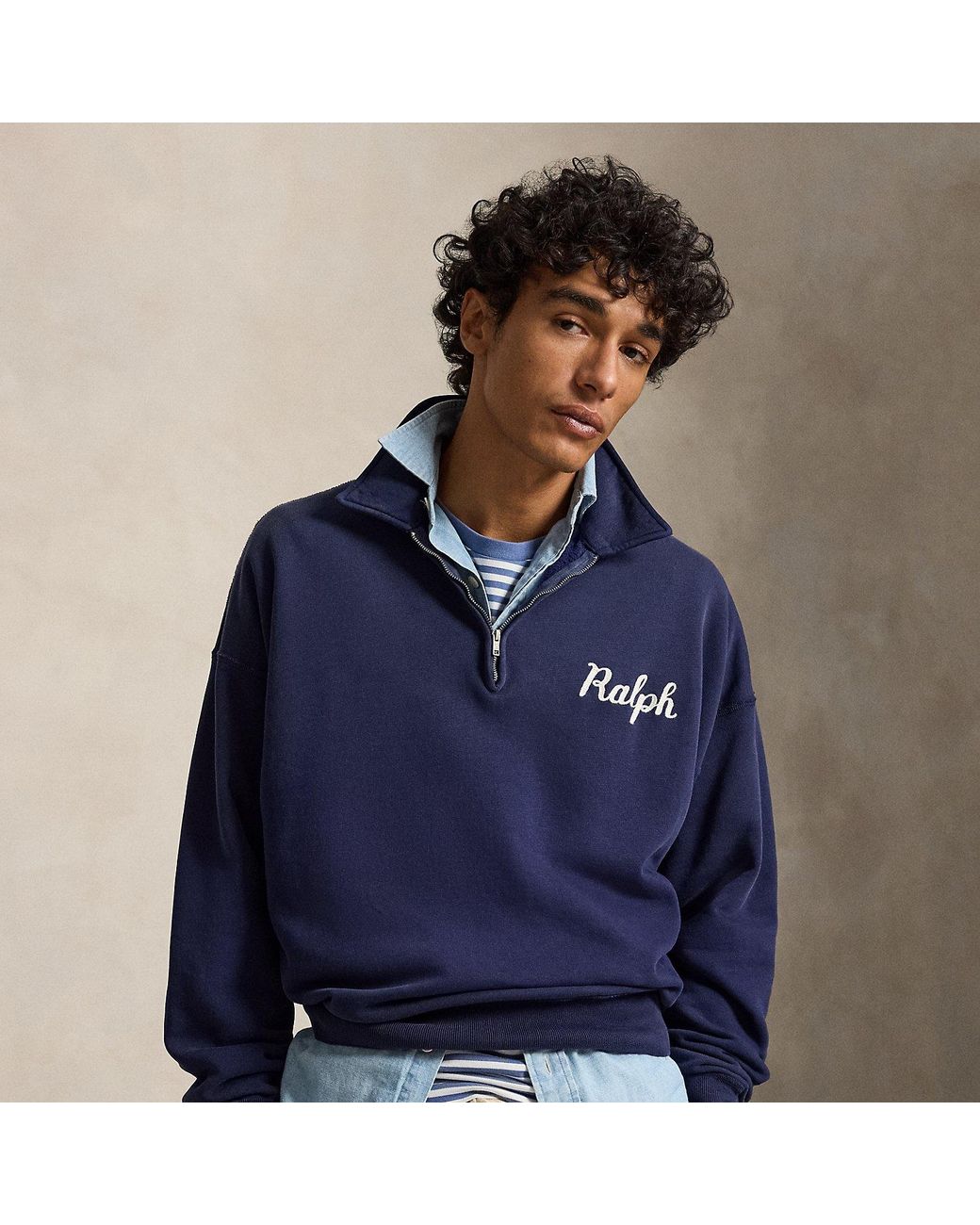 Polo Ralph Lauren Blue The Ralph Lauren Logo Collared Sweatshirt for men