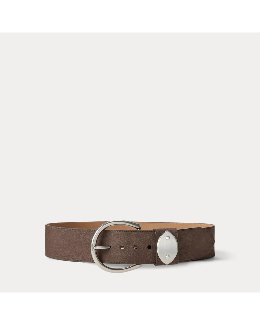 Ralph Lauren Natural Wide Nubuck Pebbled Leather Belt