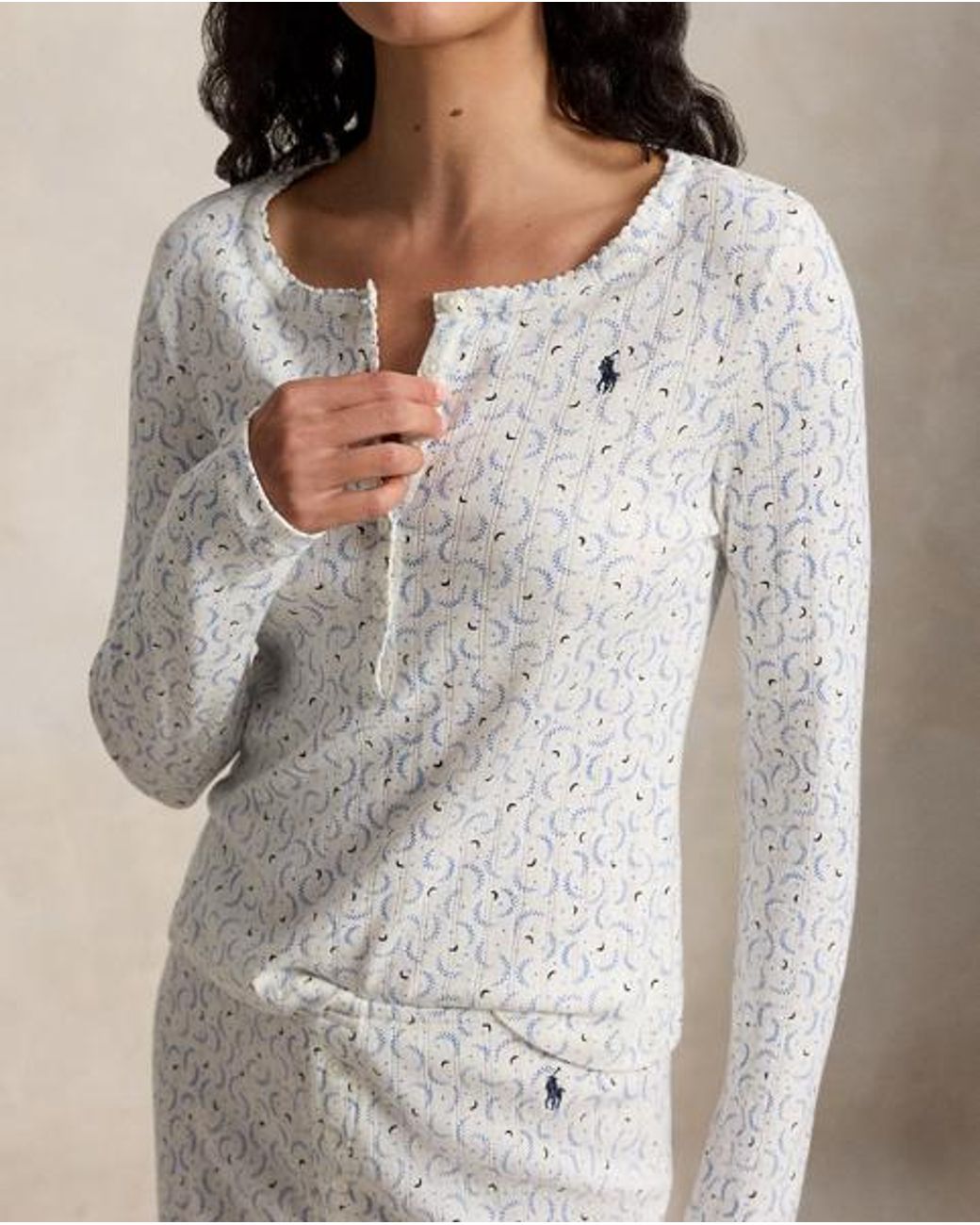 Polo Ralph Lauren Natural Pointelle Henley Pyjama Set
