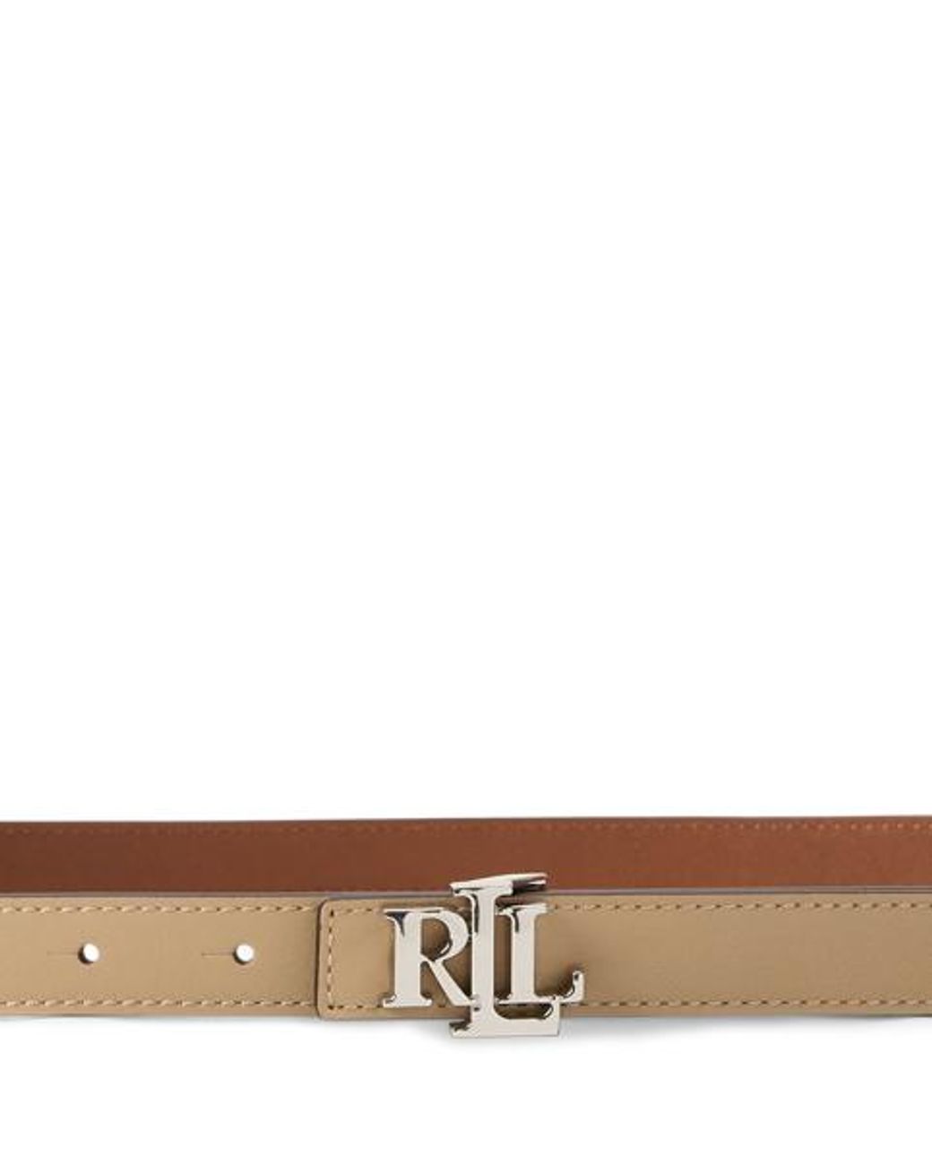 Ralph Lauren Natural Reversible Skinny Leather Logo Belt