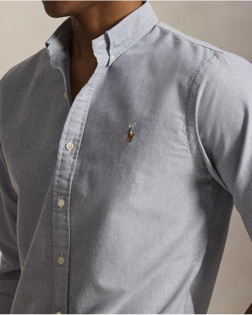 Polo Ralph Lauren Gray Slim Fit Oxford Shirt for men