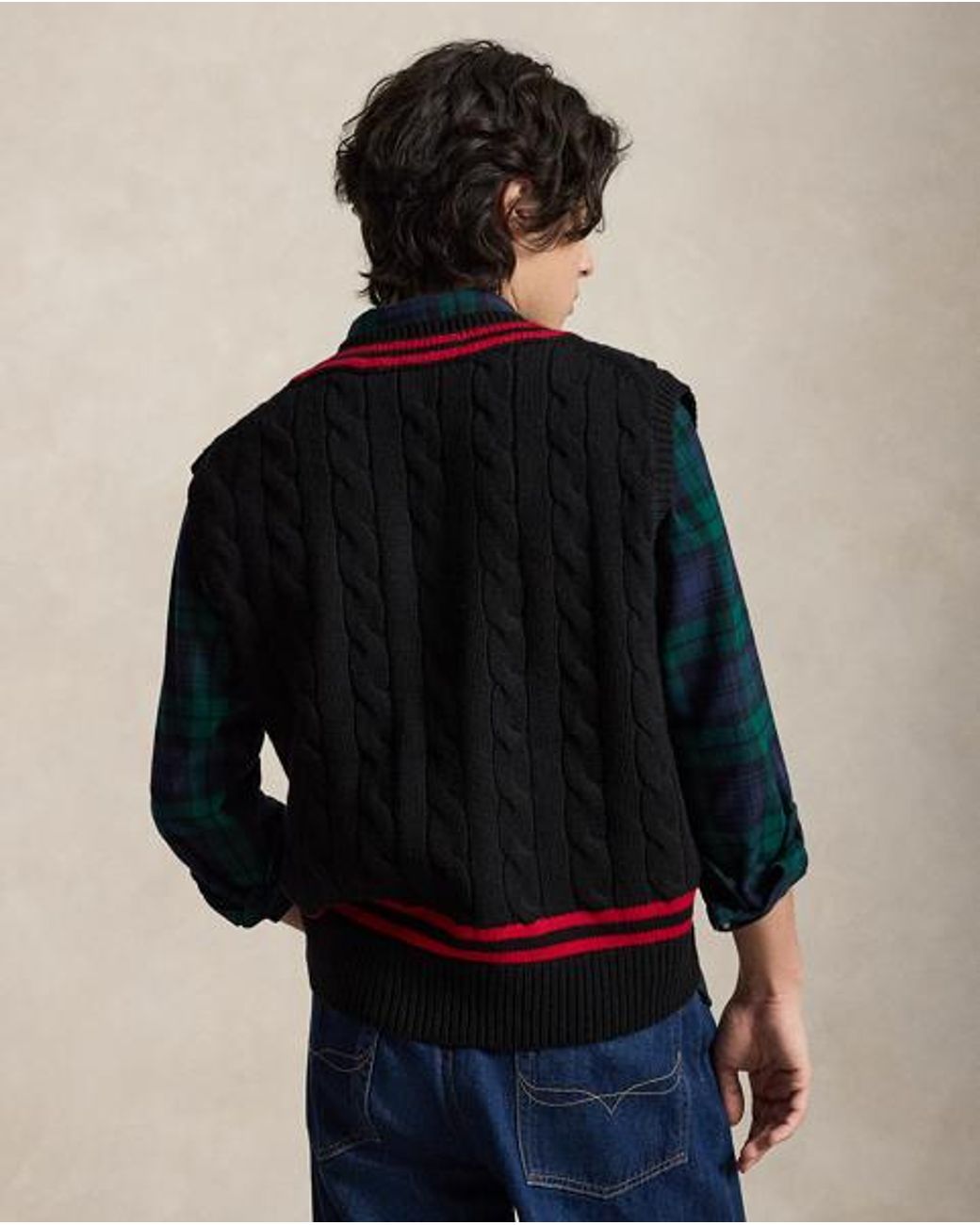 Polo Ralph Lauren Black Wool Cricket Sweater Vest for men