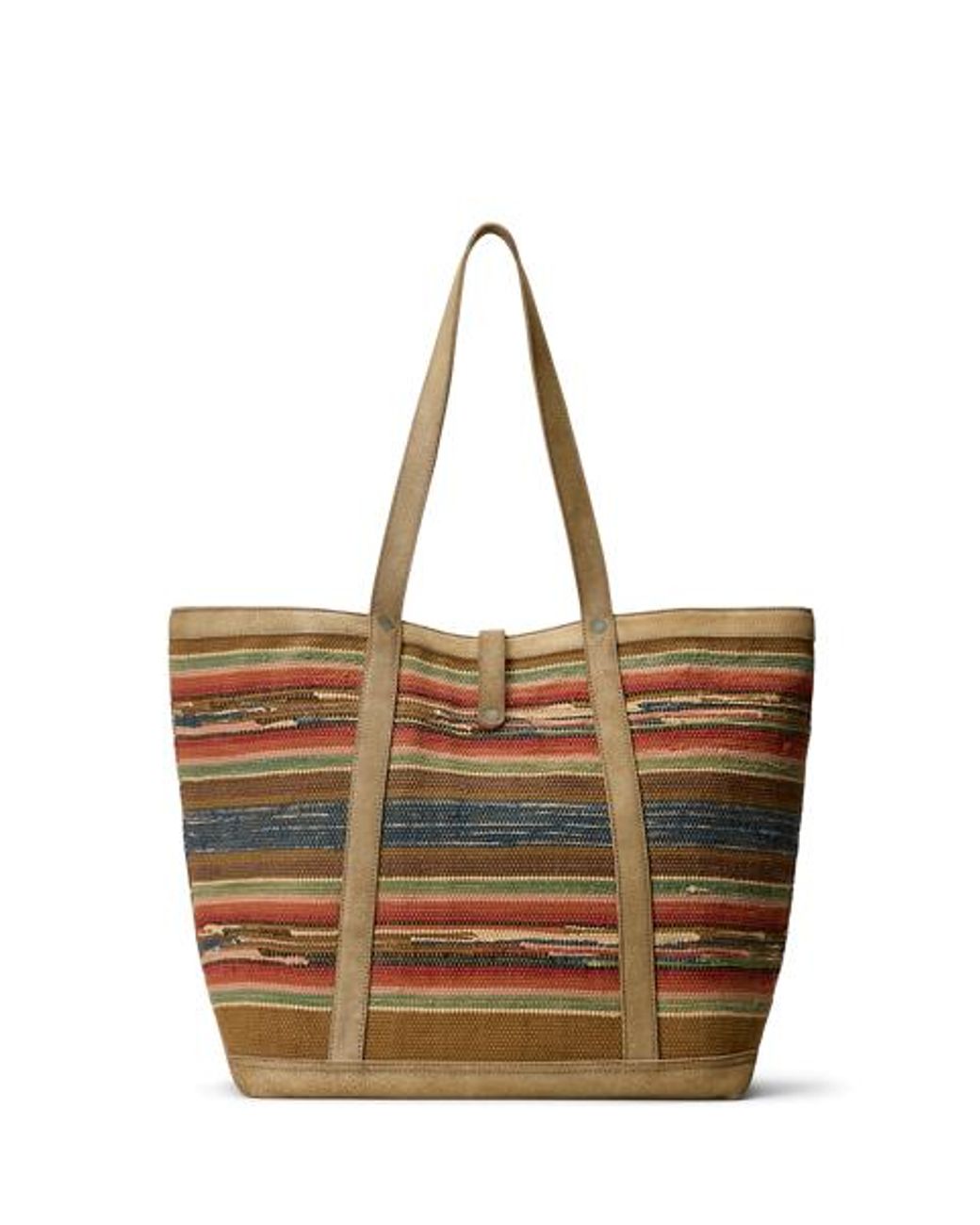 RRL Brown Suede-Trim Handwoven Jacquard Tote for men