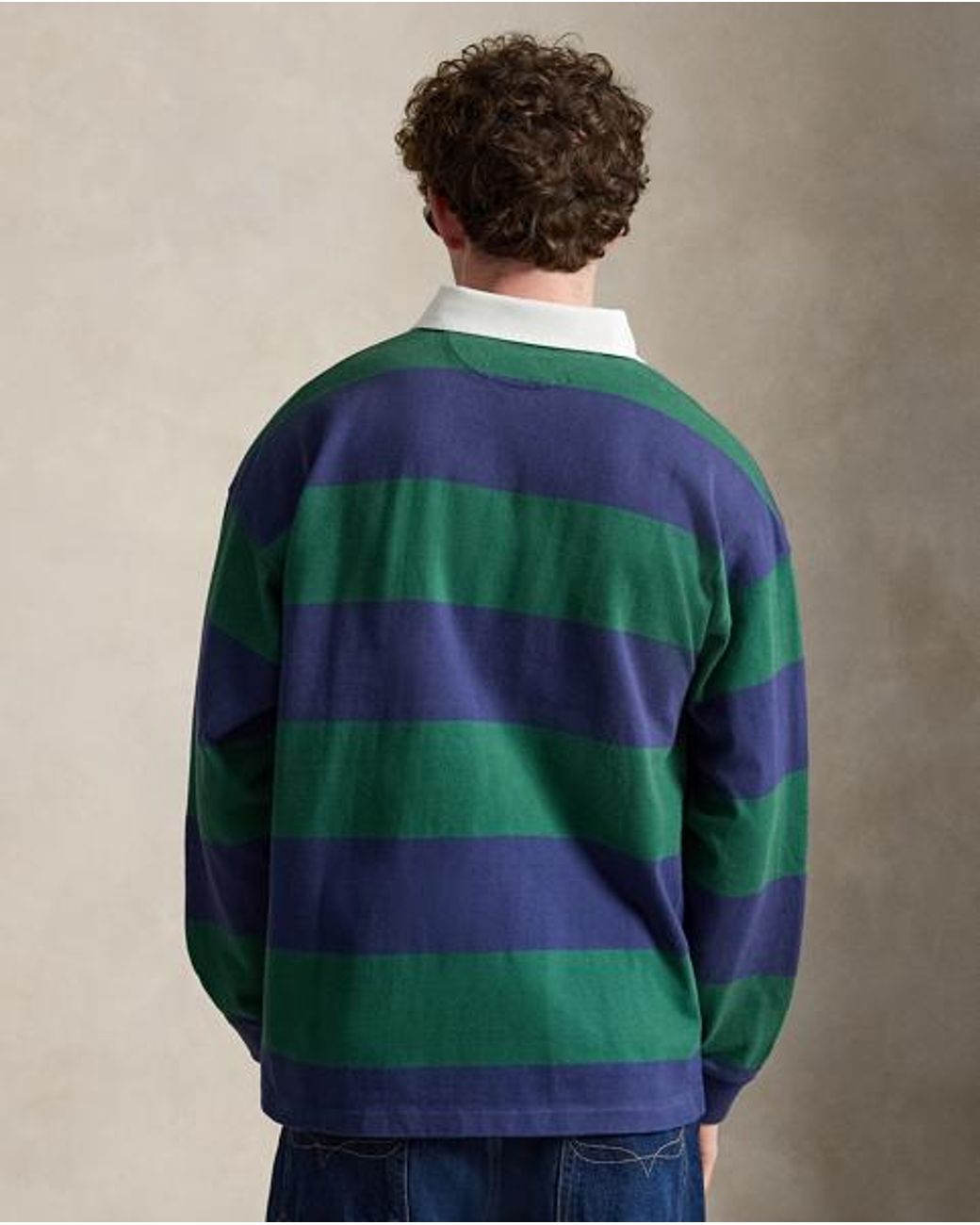 Polo Ralph Lauren Green Big Fit Striped Jersey Rugby Shirt for men