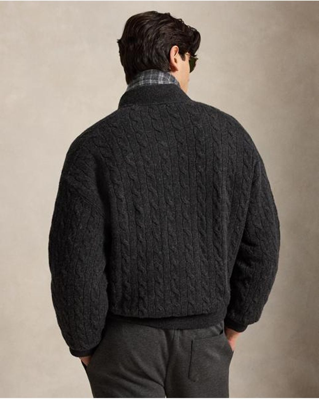Polo Ralph Lauren Black Ralph Lauren Relaxed Fit Cable-Knit Sweater Jacket for men