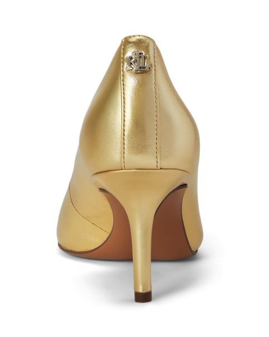 Ralph Lauren Yellow Ralph Lauren Lanette Metallic Nappa Leather Pump