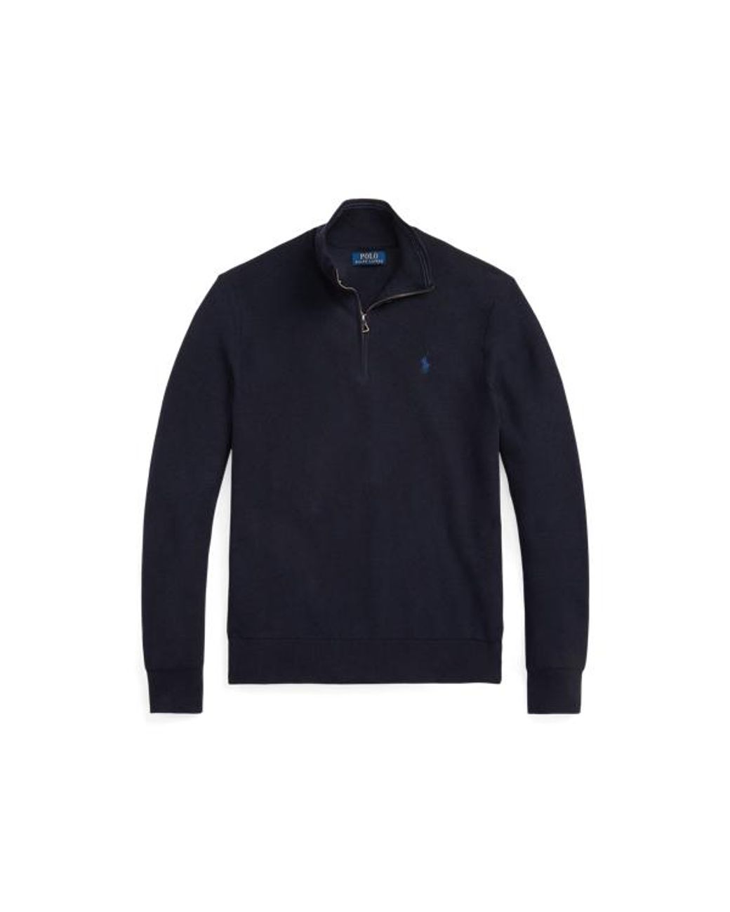 Polo Ralph Lauren Blue Mesh-Knit Cotton Quarter-Zip Sweater for men