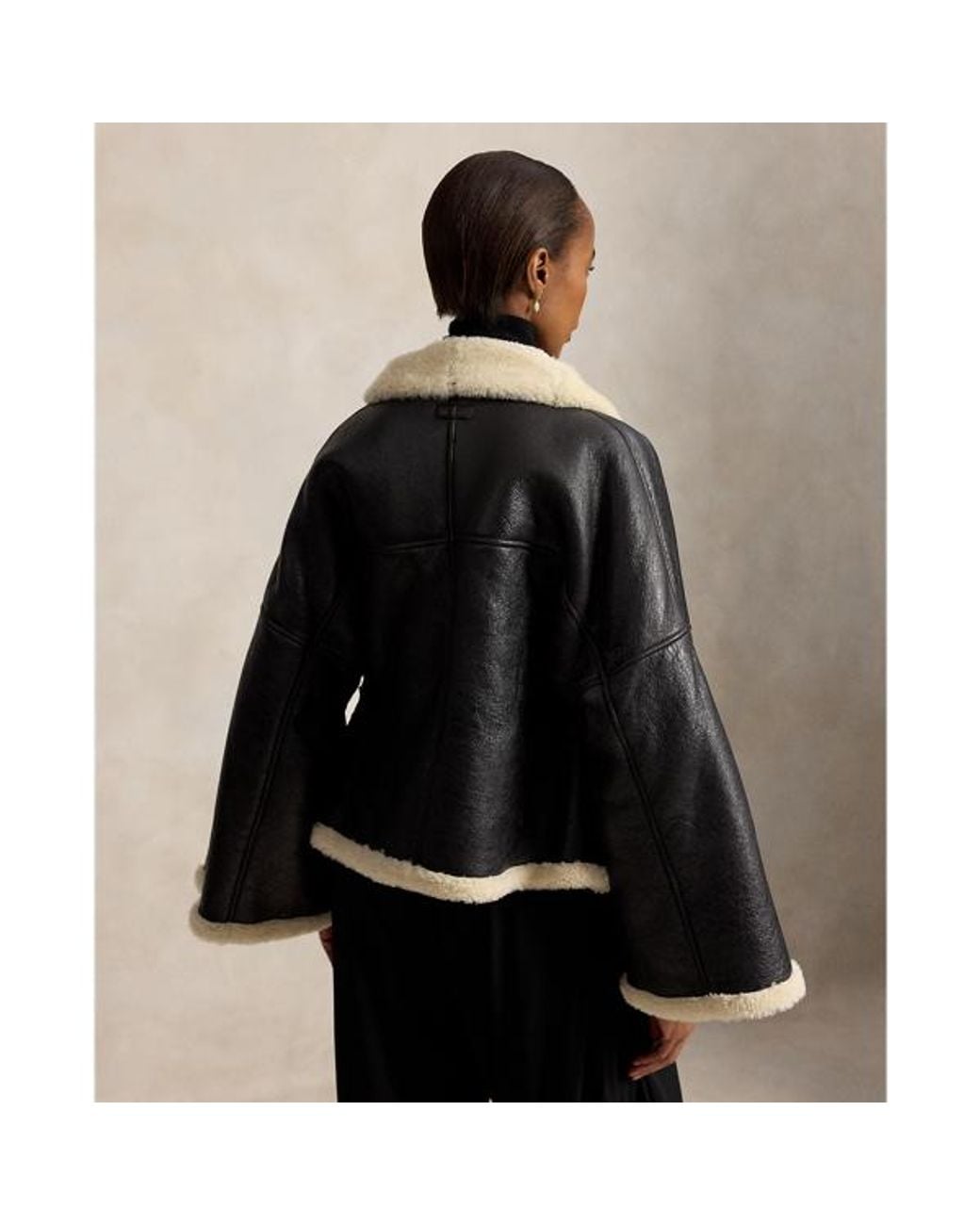 Polo Ralph Lauren Black Shearling Wrap Jacket