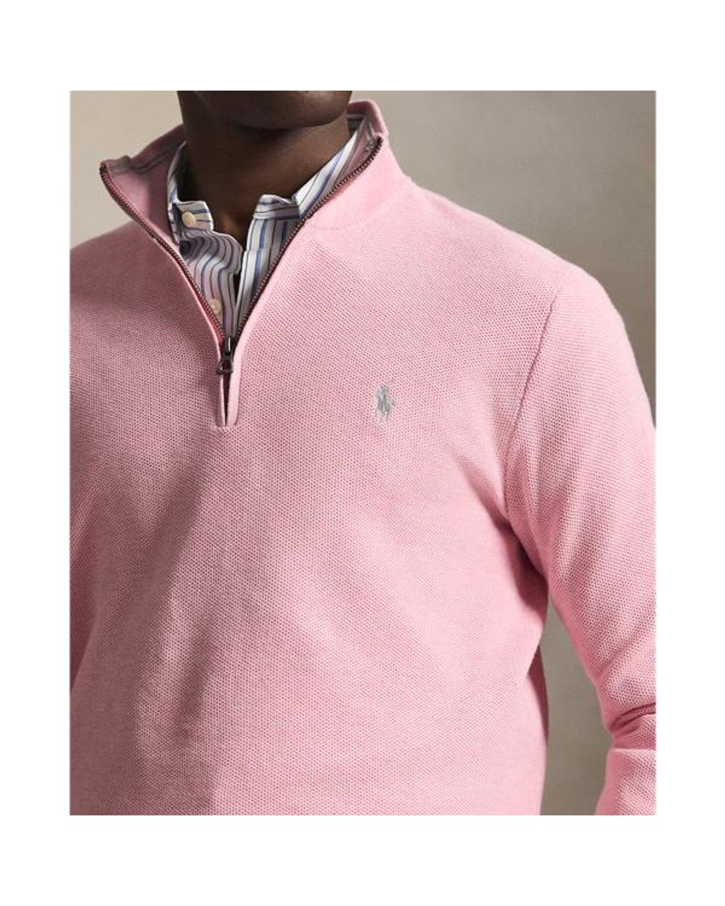 Polo Ralph Lauren Pink Mesh-Knit Cotton Quarter-Zip Sweater for men
