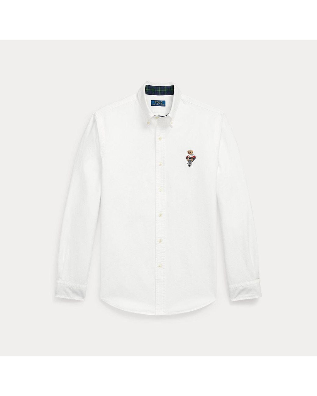 Polo Ralph Lauren White Custom Fit Polo Bear Oxford Shirt for men