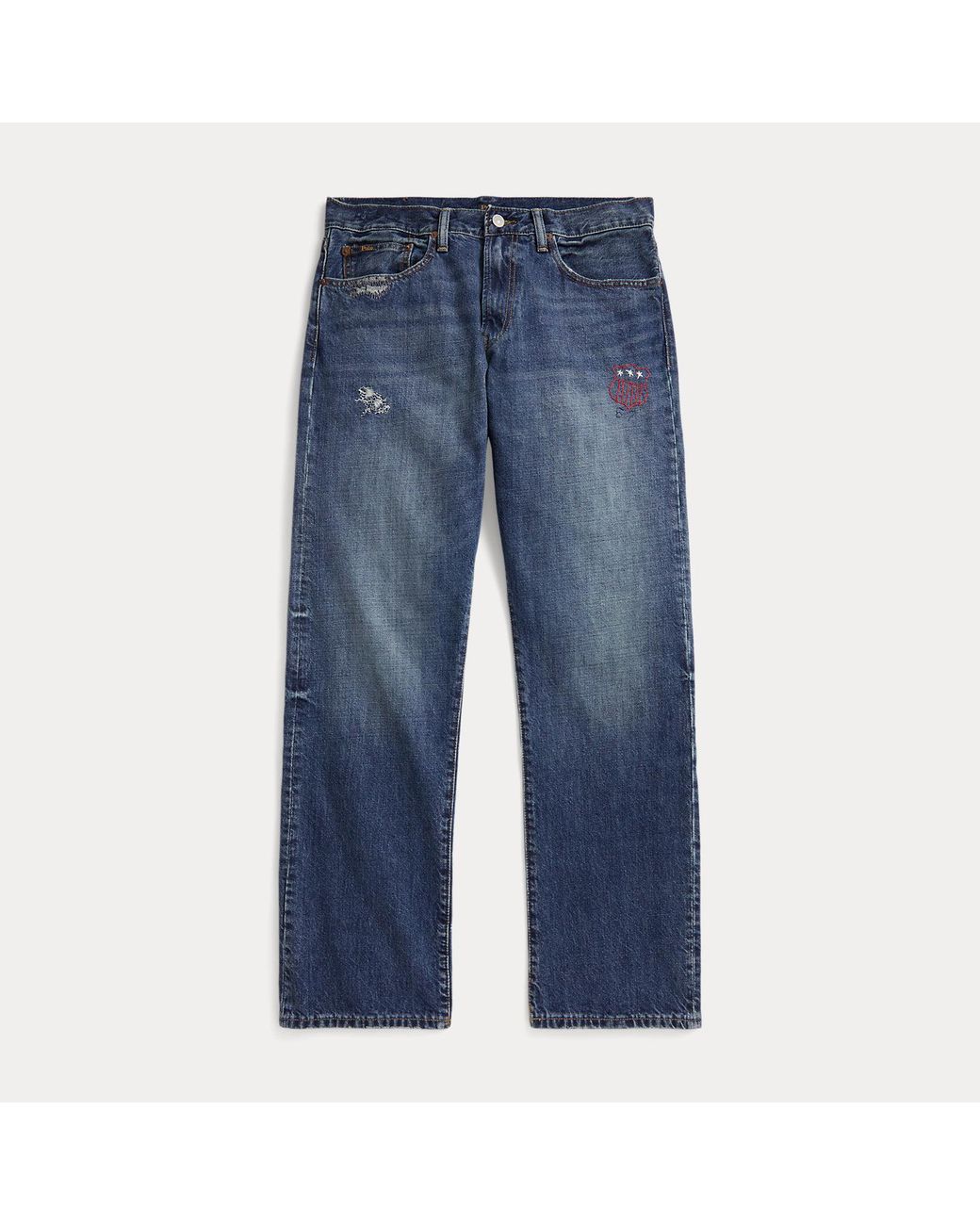 Polo Ralph Lauren Blue Hampton Straight Distressed Jean for men