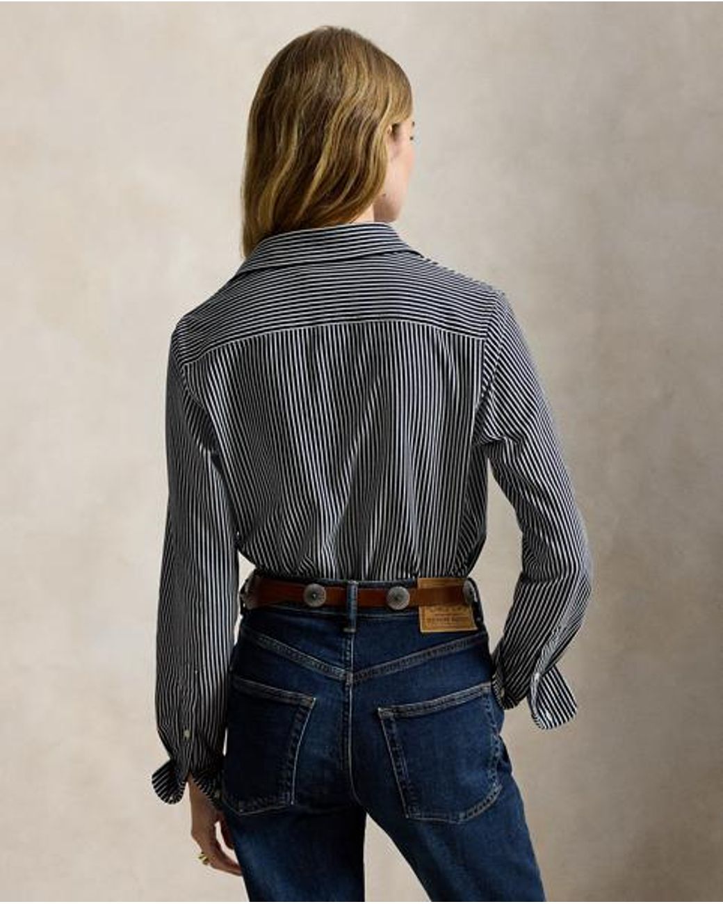 Polo Ralph Lauren Blue Striped Knit Oxford Cotton Shirt