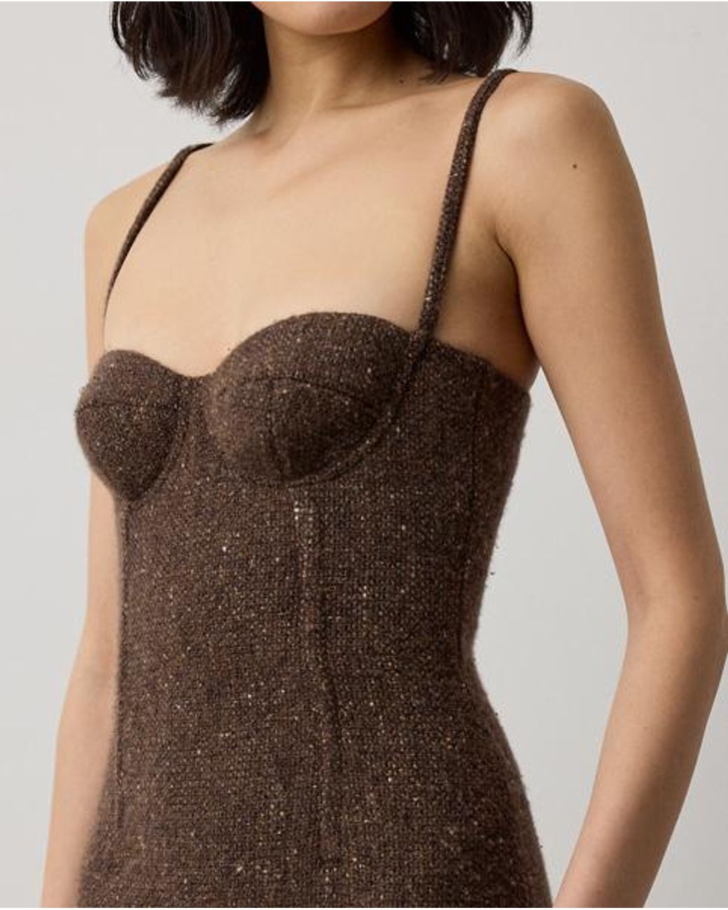Ralph Lauren Brown Jocey Wool-Blend Donegal Tweed Day Dress