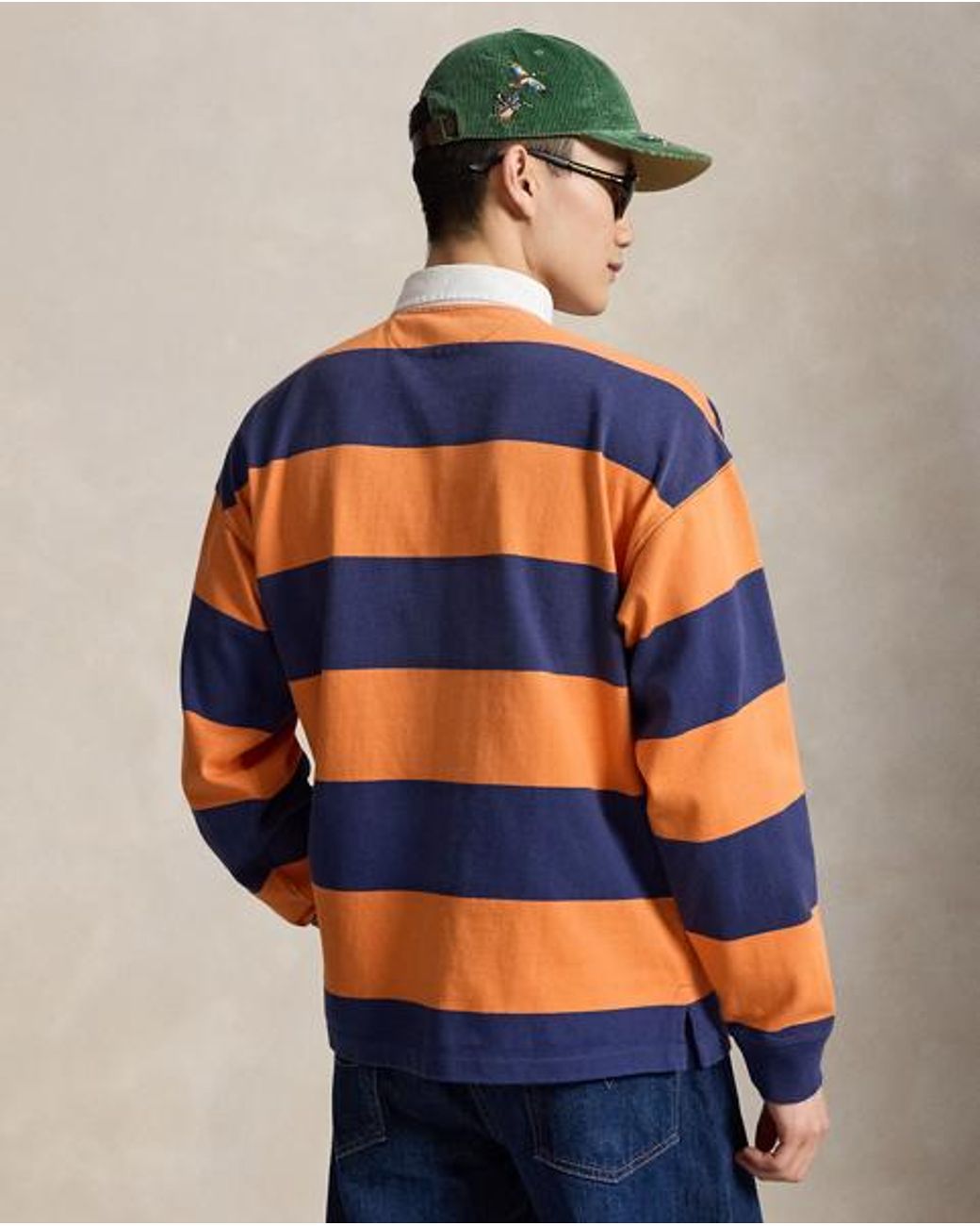 Polo Ralph Lauren Blue Big Fit Striped Jersey Rugby Shirt for men