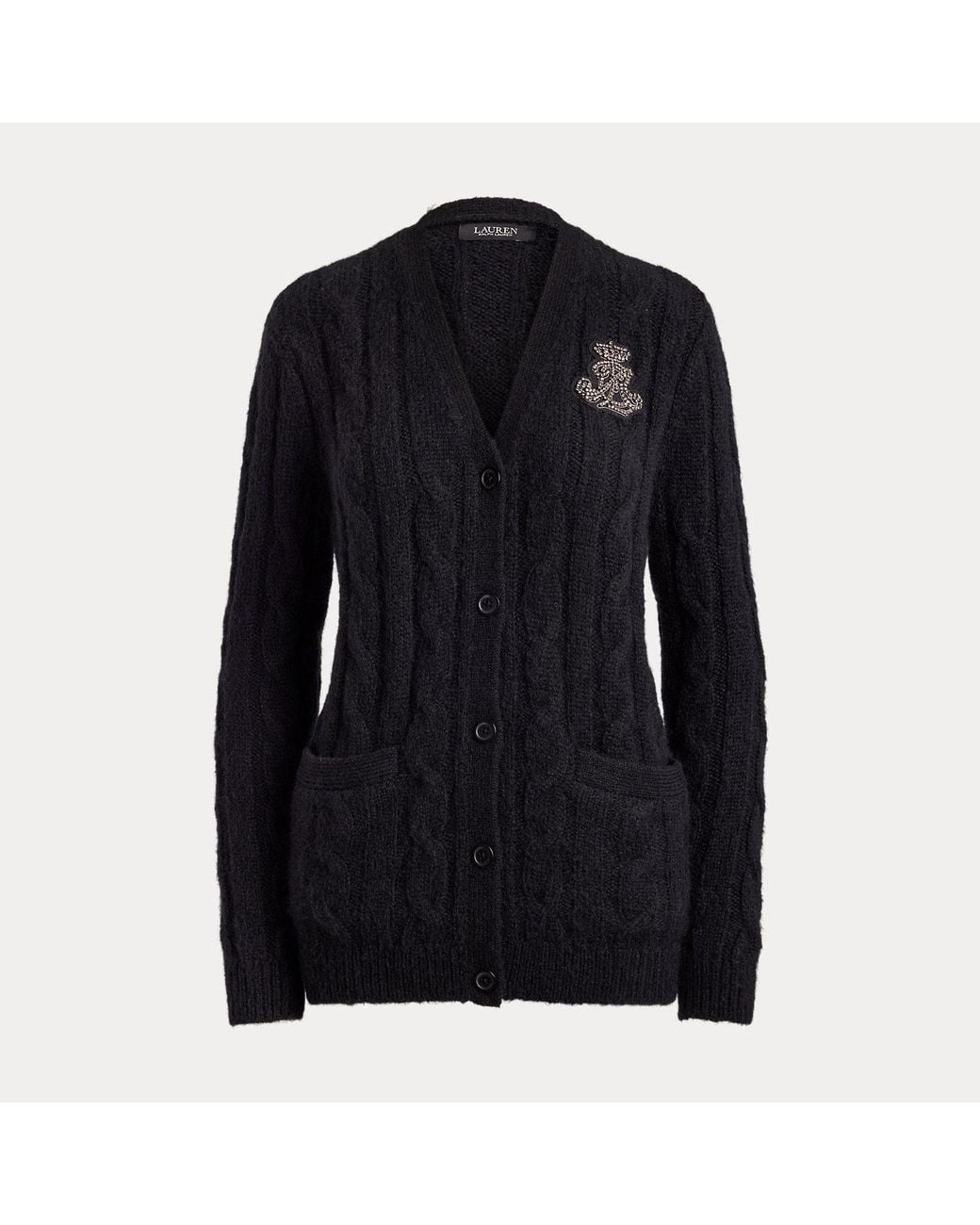 Ralph Lauren Black Bullion Cable-Knit Cardigan