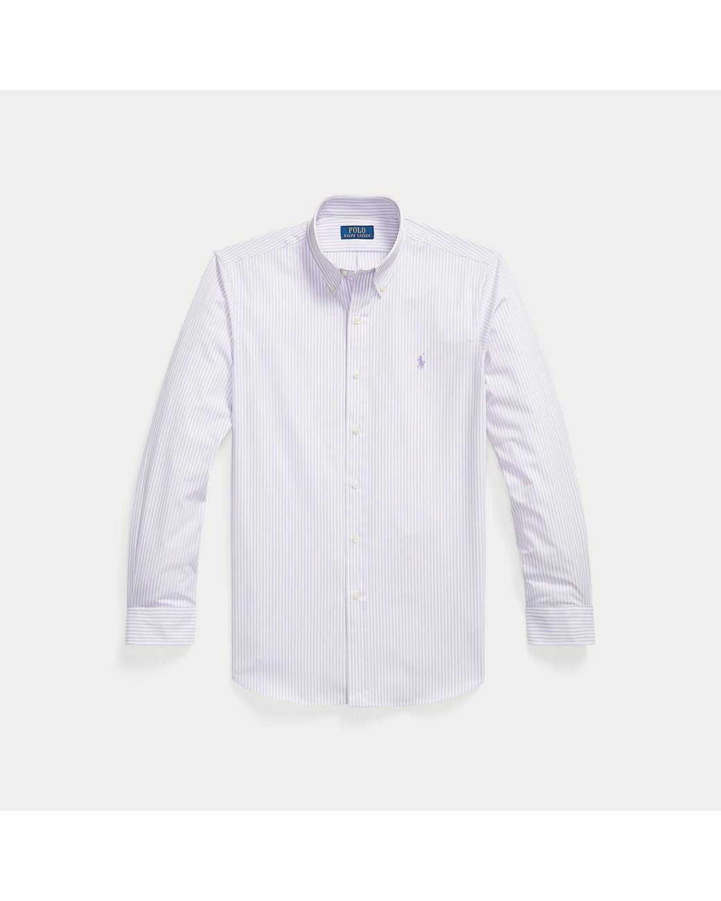 Polo Ralph Lauren Purple Custom Fit Striped Stretch Poplin Shirt for men