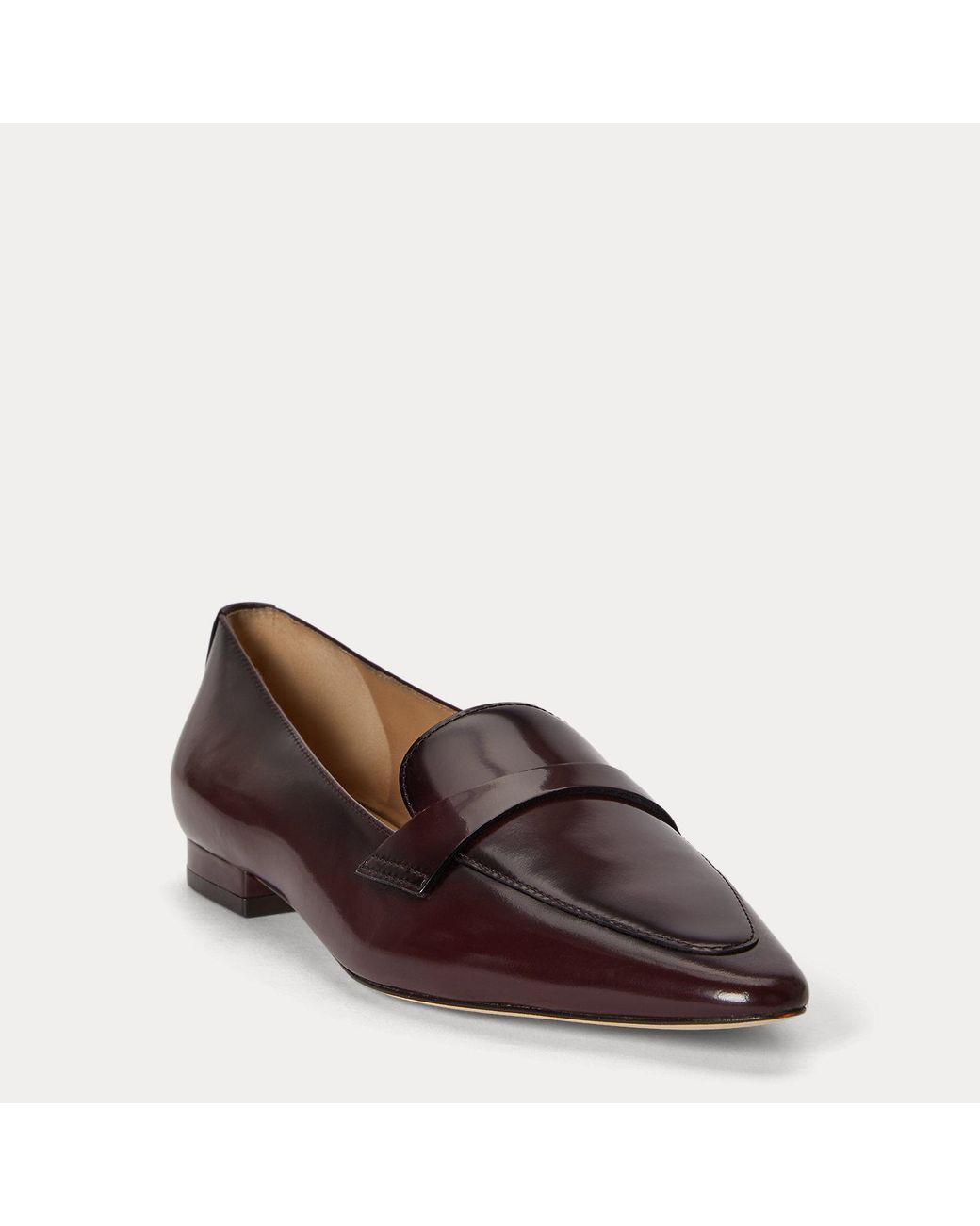 Ralph Lauren Brown Audri Glazed Leather Loafer