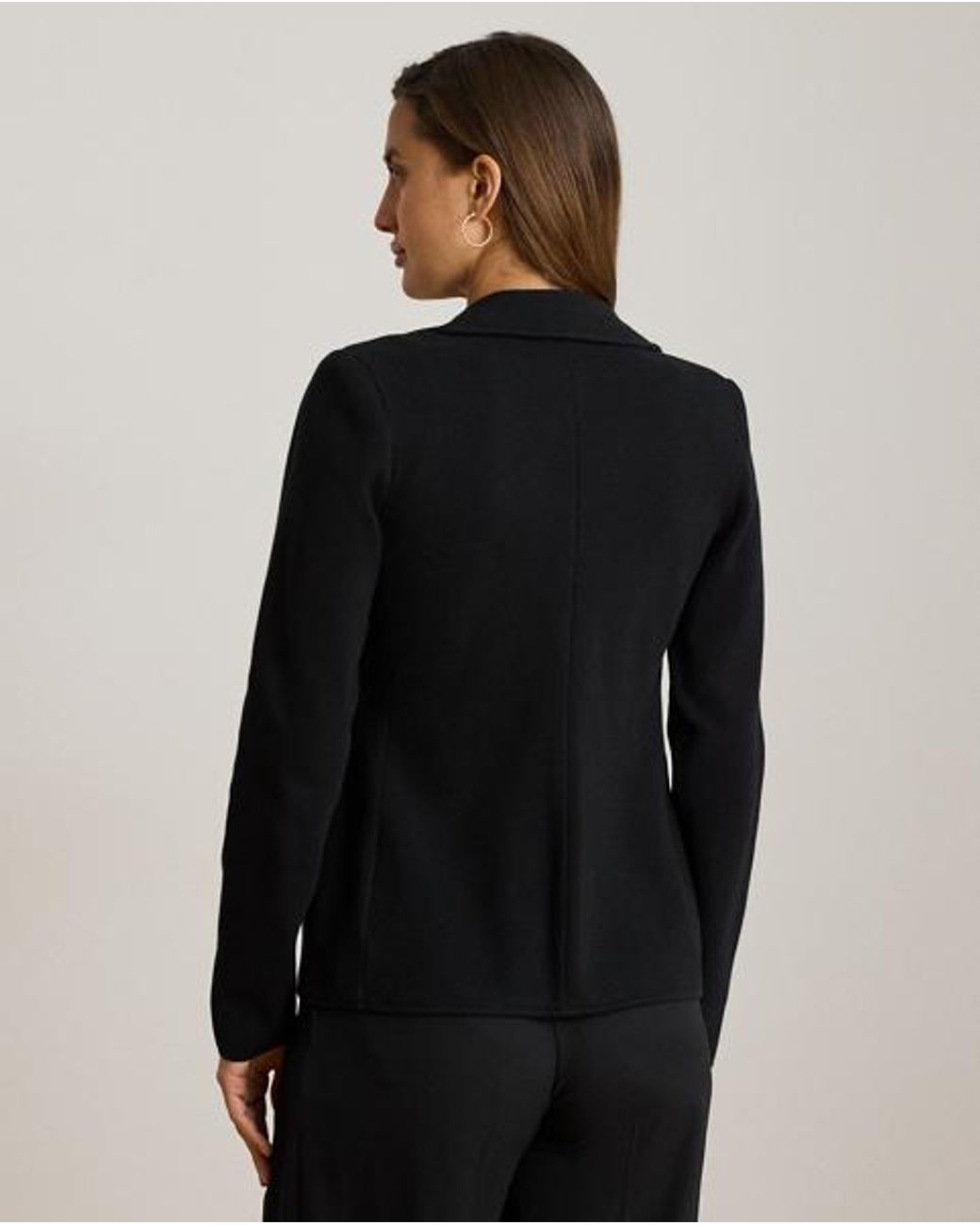 Ralph Lauren Black Double-Breasted Stretch Piqué Blazer