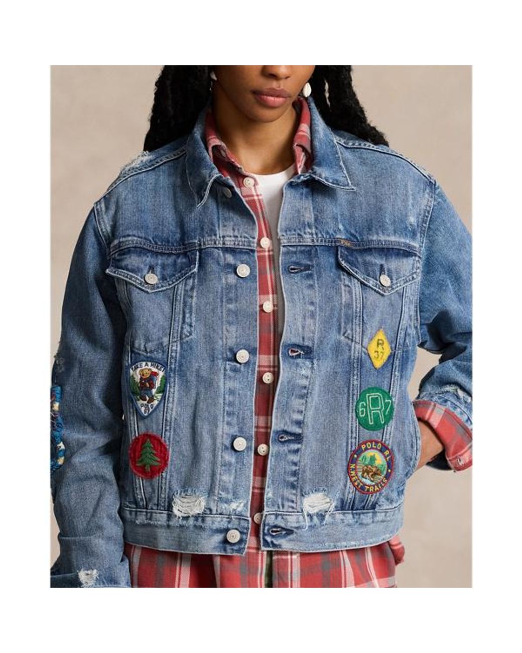 Polo denim jacket with patches best sale