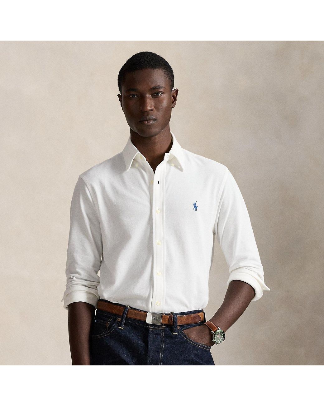 Polo Ralph Lauren White Featherweight Mesh Shirt for men