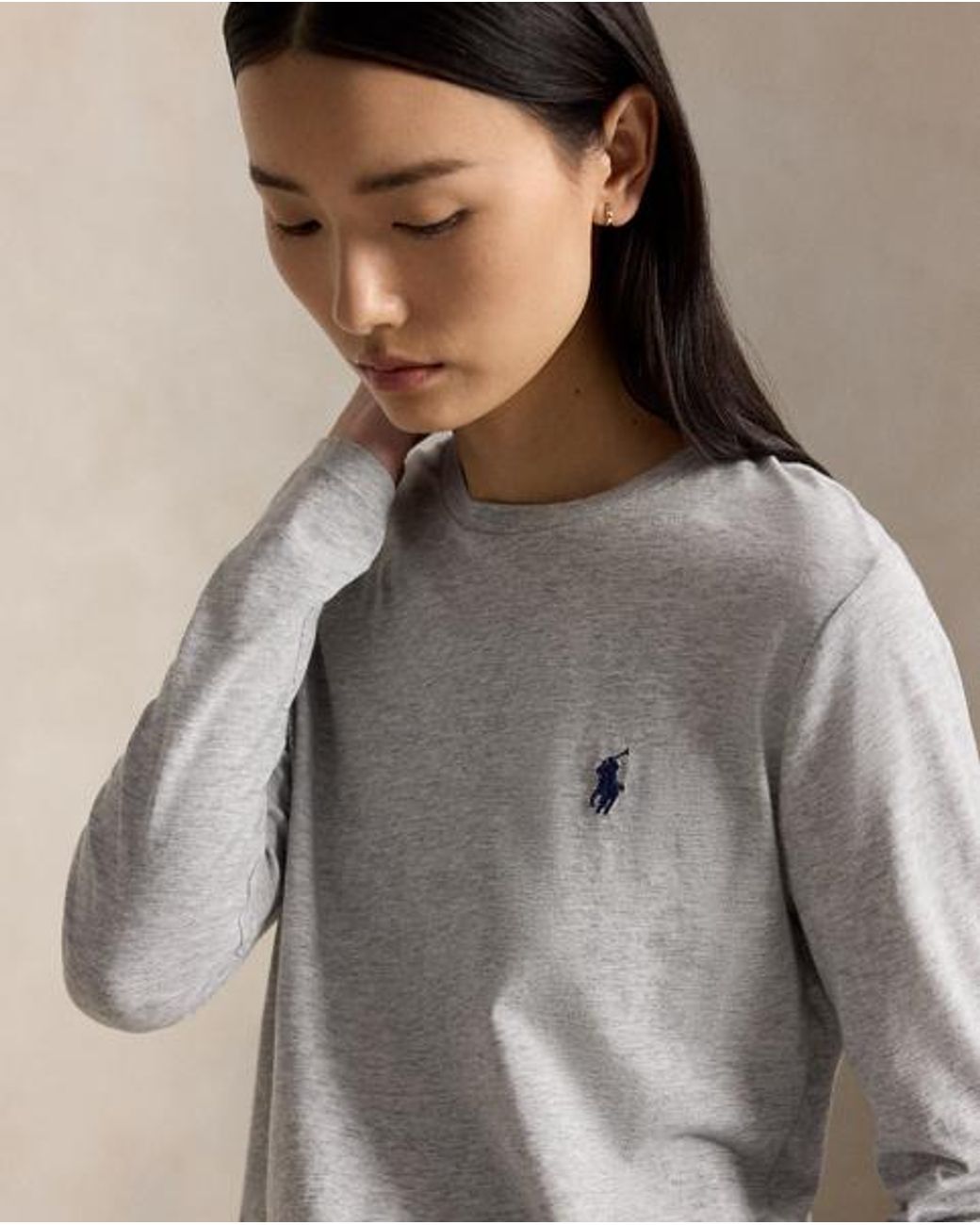 Polo Ralph Lauren Gray Long-Sleeve Jersey Crewneck T-Shirt