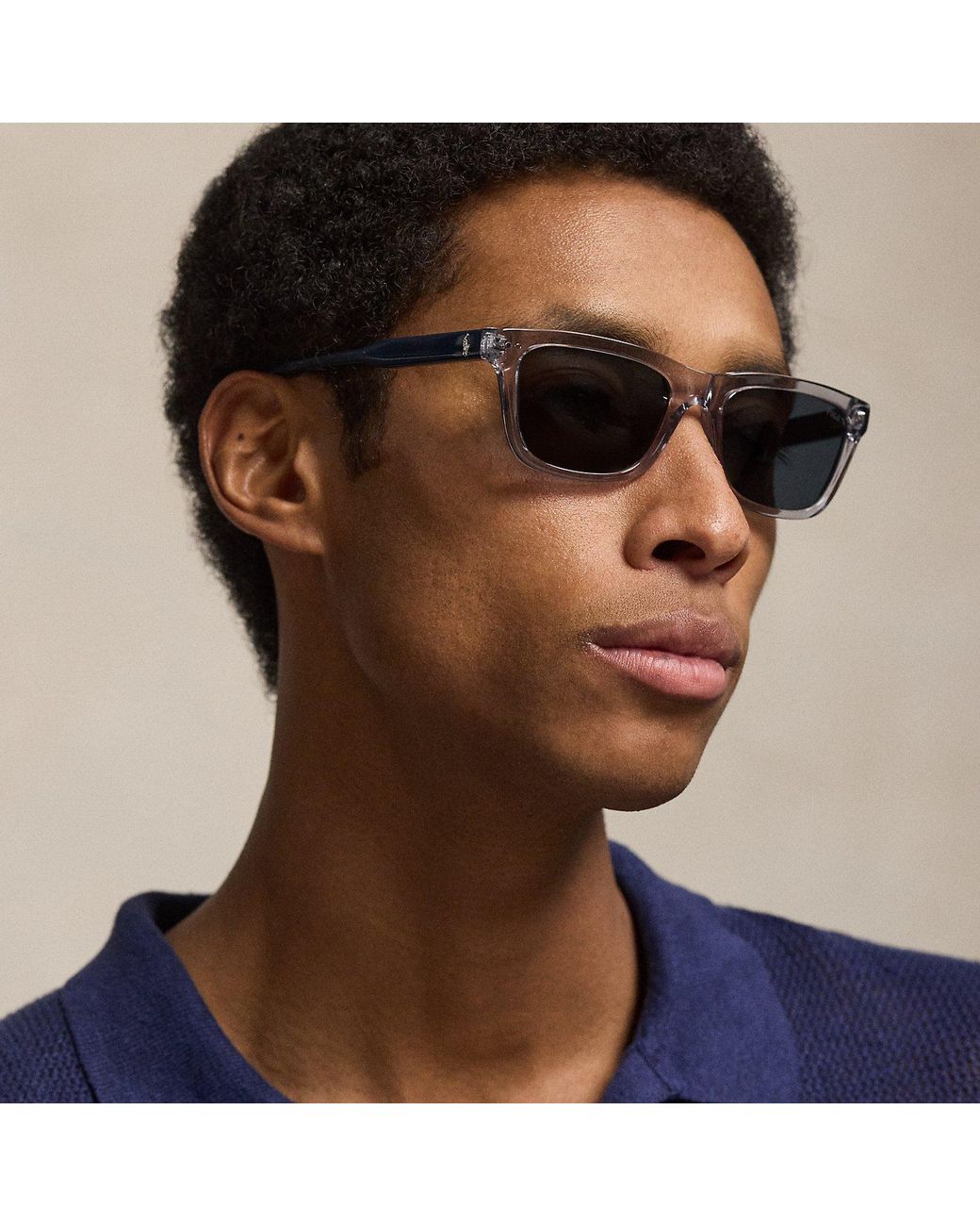 Polo Ralph Lauren Brown Rugby-Stripe Sunglasses for men