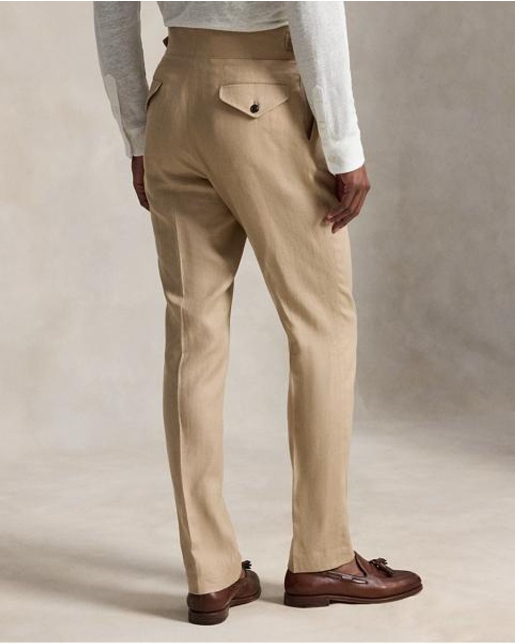 Ralph Lauren Natural Pleated Linen Suit Trouser for men