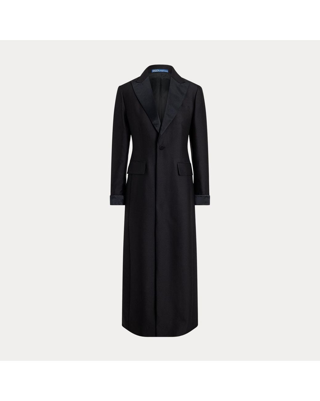 Polo Ralph Lauren Black Wool-Silk Crepe Tuxedo Duster