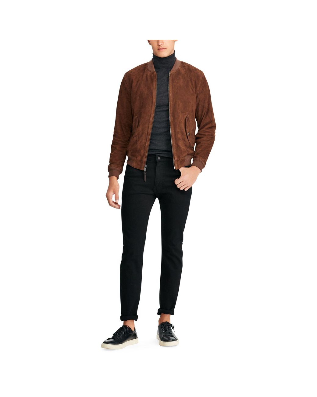 Polo Ralph Lauren Suede Bomber Jacket in Brown for Men | Lyst