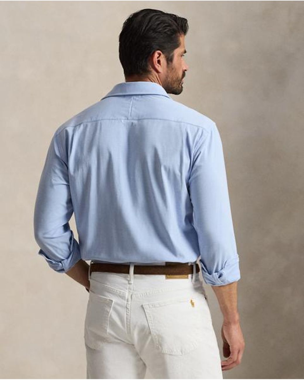 Ralph Lauren Blue Stretch Knit Oxford Shirt for men