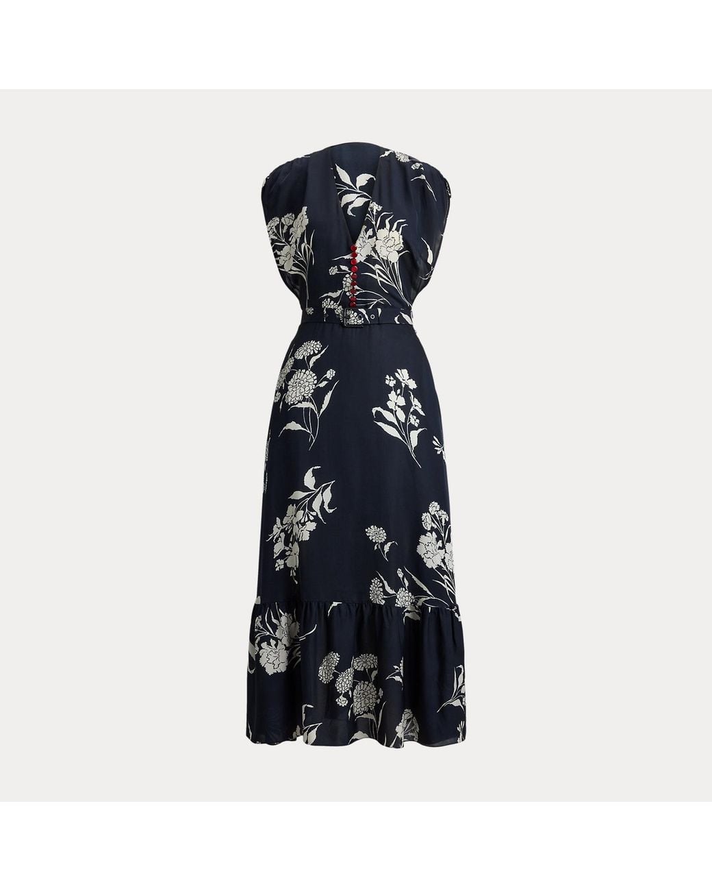 Ralph Lauren Black Damian Floral Satin Day Dress