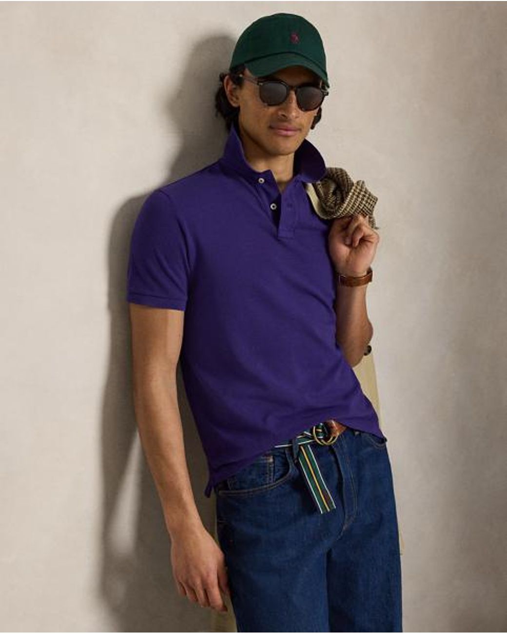 Polo Ralph Lauren Purple The Iconic Custom Slim Fit Mesh Polo for men