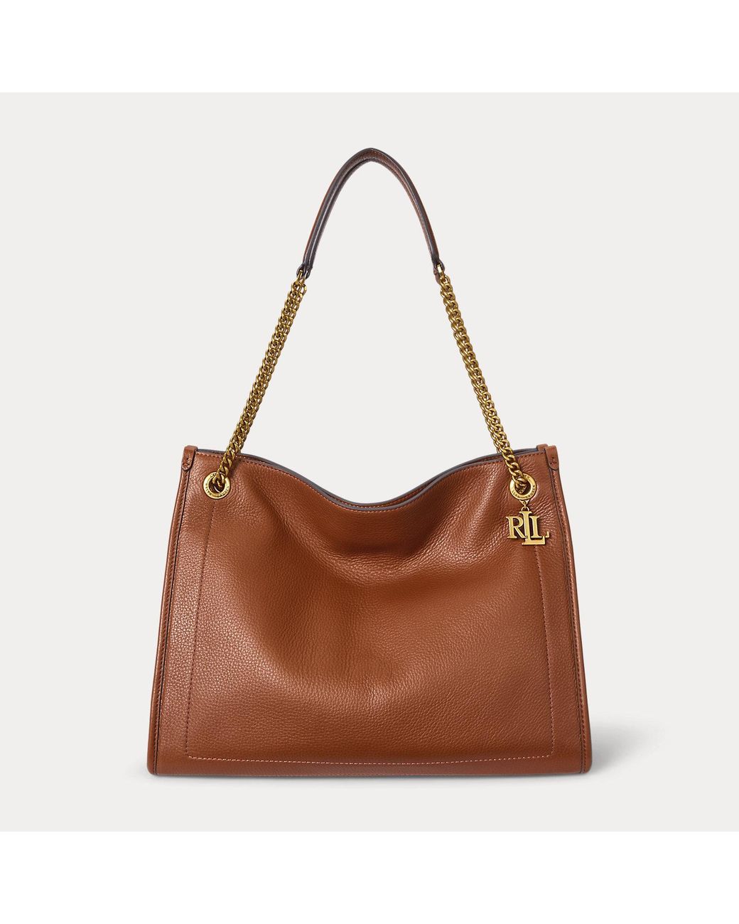 Ralph Lauren Blue Pebbled Leather Large Bradley Tote Bag