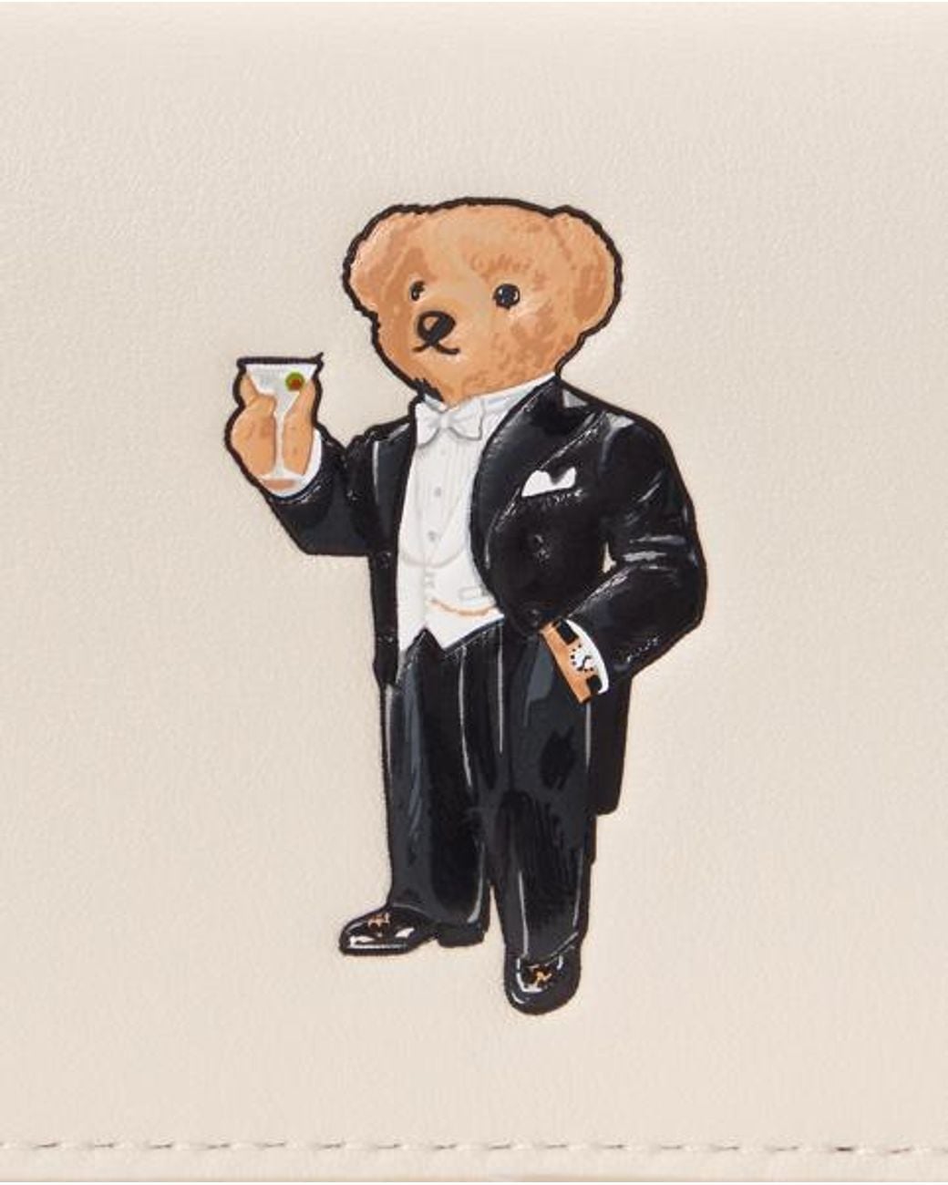 Polo Ralph Lauren Natural Polo Bear Leather Flapped Card Case