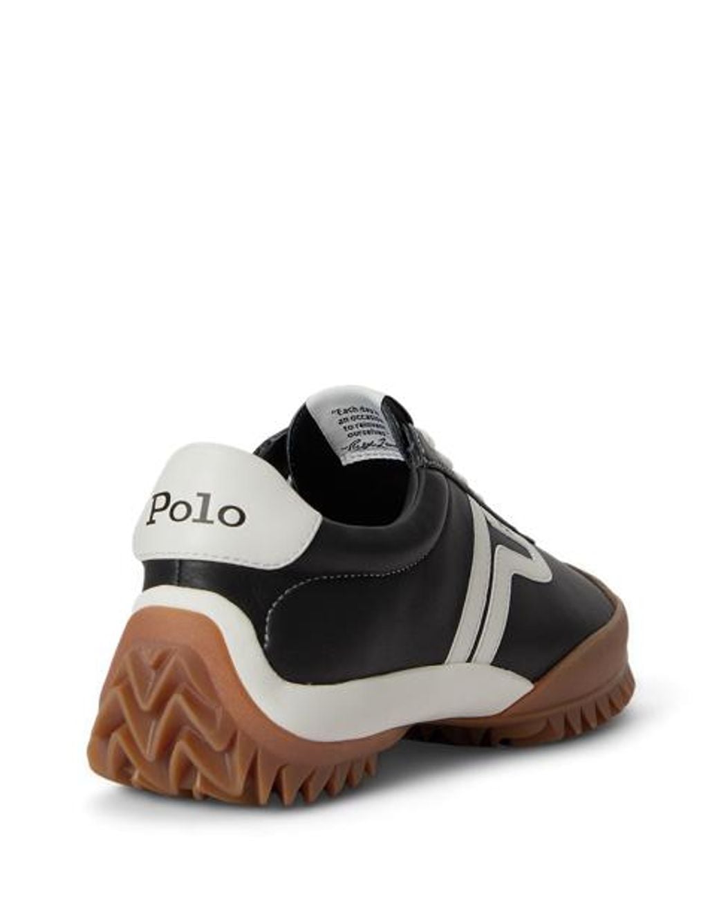 Polo Ralph Lauren Black Treaded Leather Low-Top Trainer