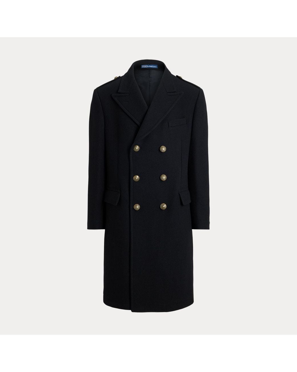 Polo Ralph Lauren Black Melton Wool-Blend Topcoat for men