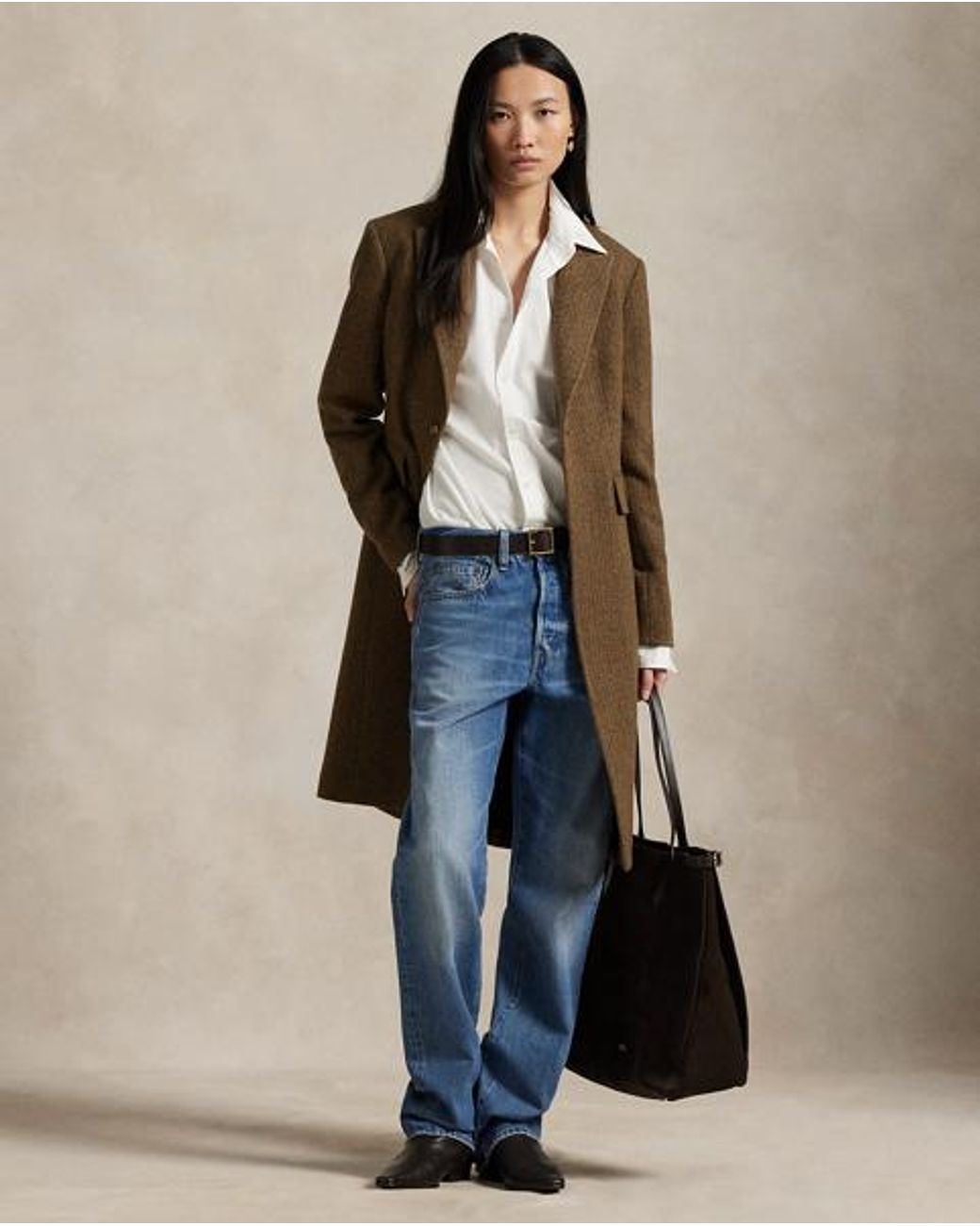 Polo Ralph Lauren Blue Wool-Blend Herringbone Coat