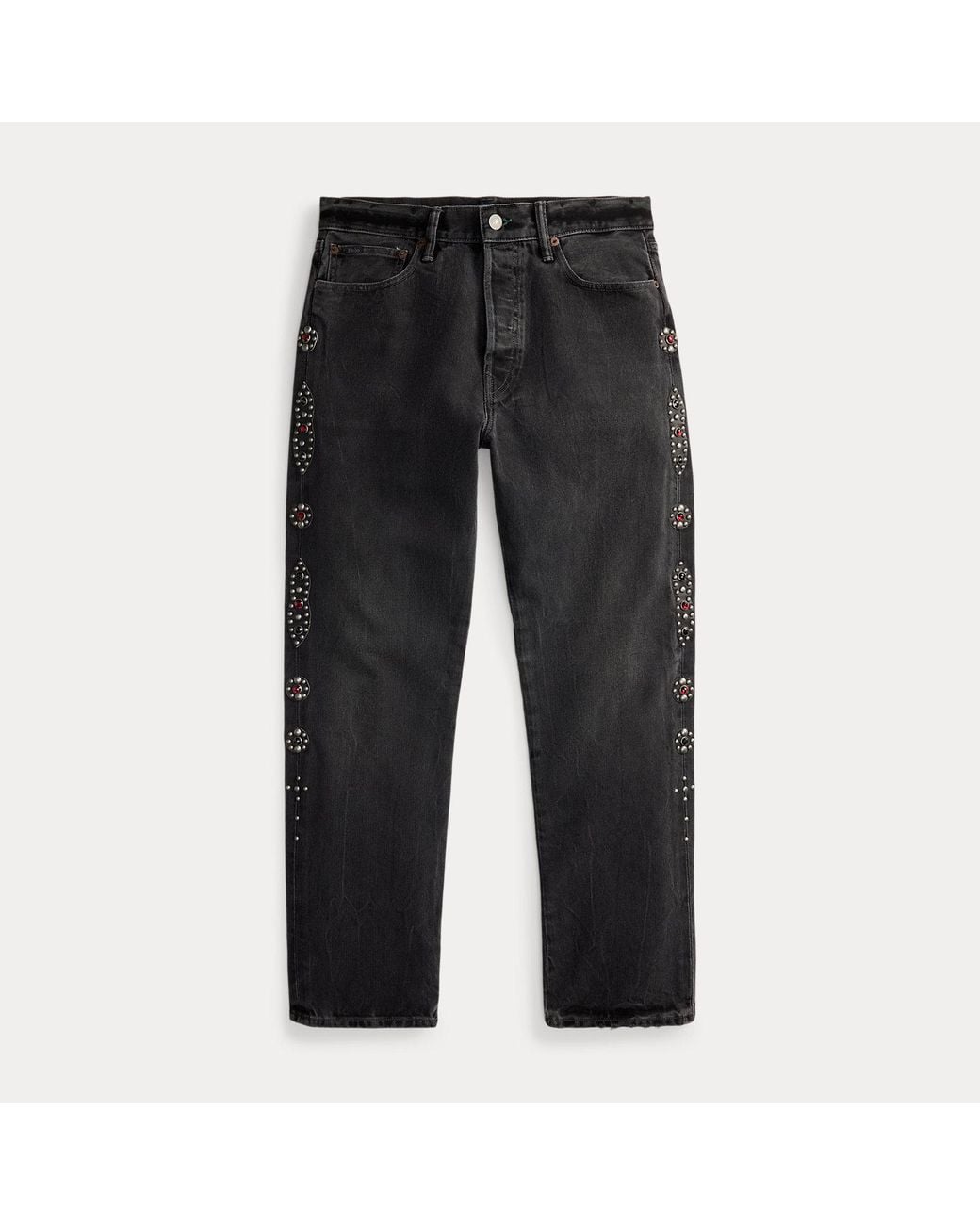 Polo Ralph Lauren Black Heritage Straight Fit Studded Jean for men