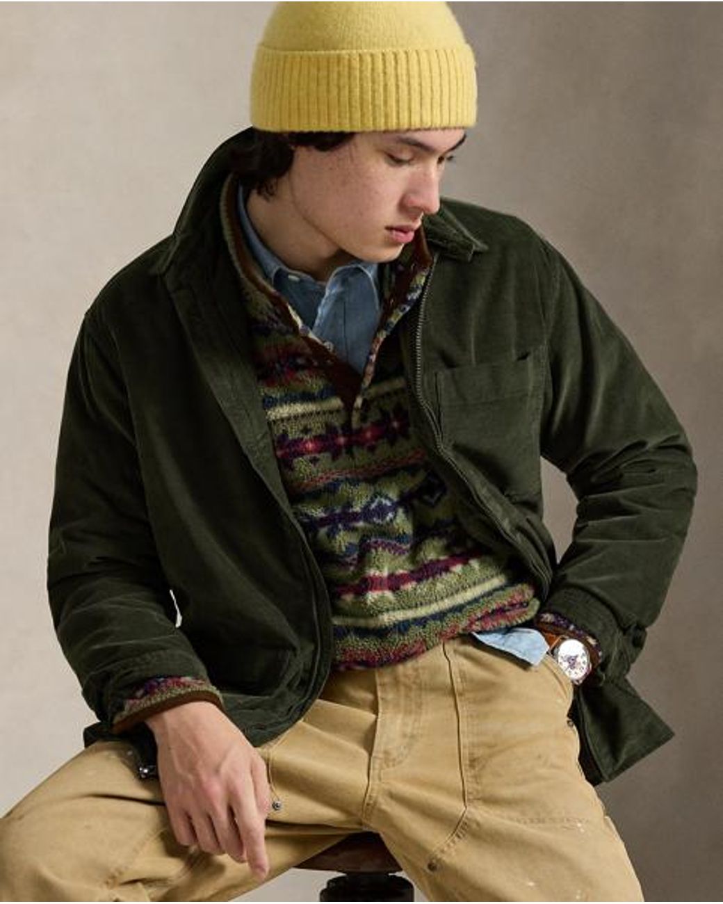 Polo Ralph Lauren Green Corduroy Full-Zip Overshirt for men