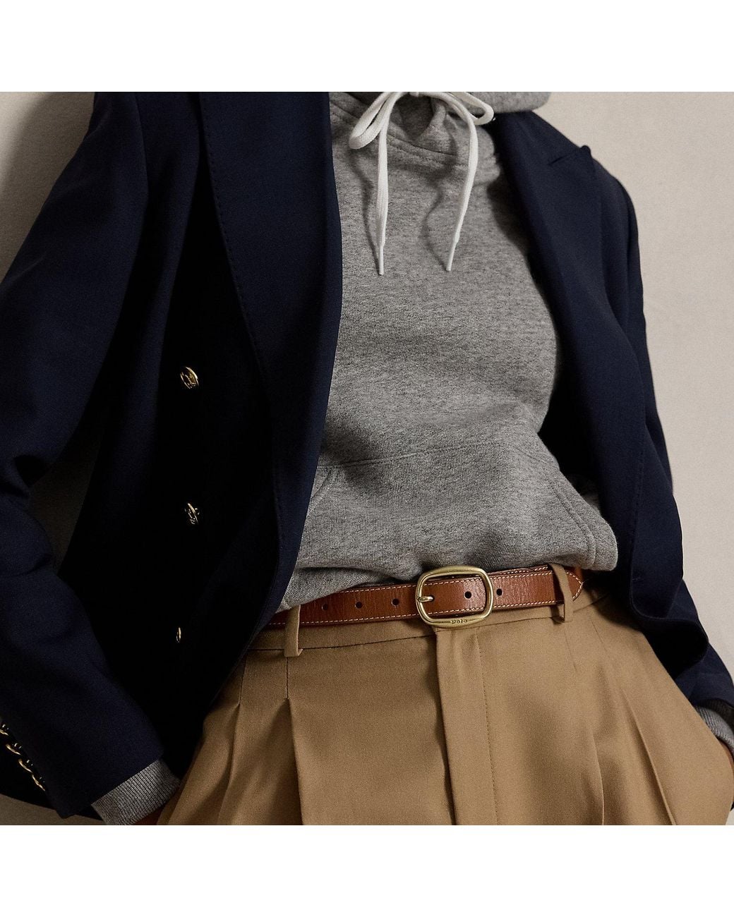 Polo Ralph Lauren Blue Oval-Buckle Skinny Leather Belt