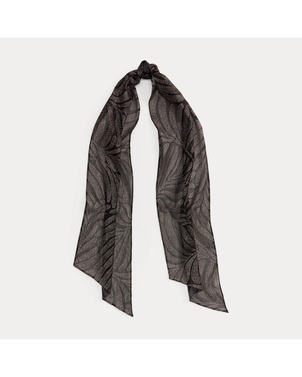 Ralph Lauren Black Foiled Crinkle Chiffon Wrap Scarf