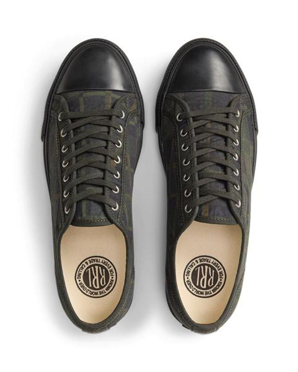 RRL Black Check-Print Oilcloth Trainer for men